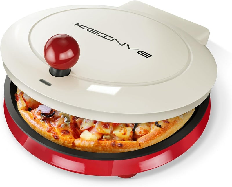 KEINVE 1000W Pizza Maker, 2-in-1 Indoor Griddle and Pizza Cooker, 8.5" 180° Open Nonstick Plate for Quesadilla, Panini, Crepe and More - Image 1